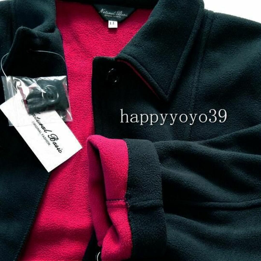 激安 新品LL 黒ｘ赤フリース ジャケット コート ピーコート 大きいサイズ レディースのジャケット/アウター(ピーコート)の商品写真