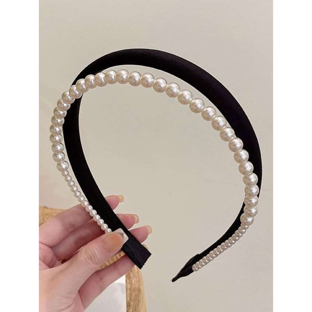 ZARA(ザラ)のフェイクパール カチューシャ 2連 結婚式 レディースのヘアアクセサリー(カチューシャ)の商品写真