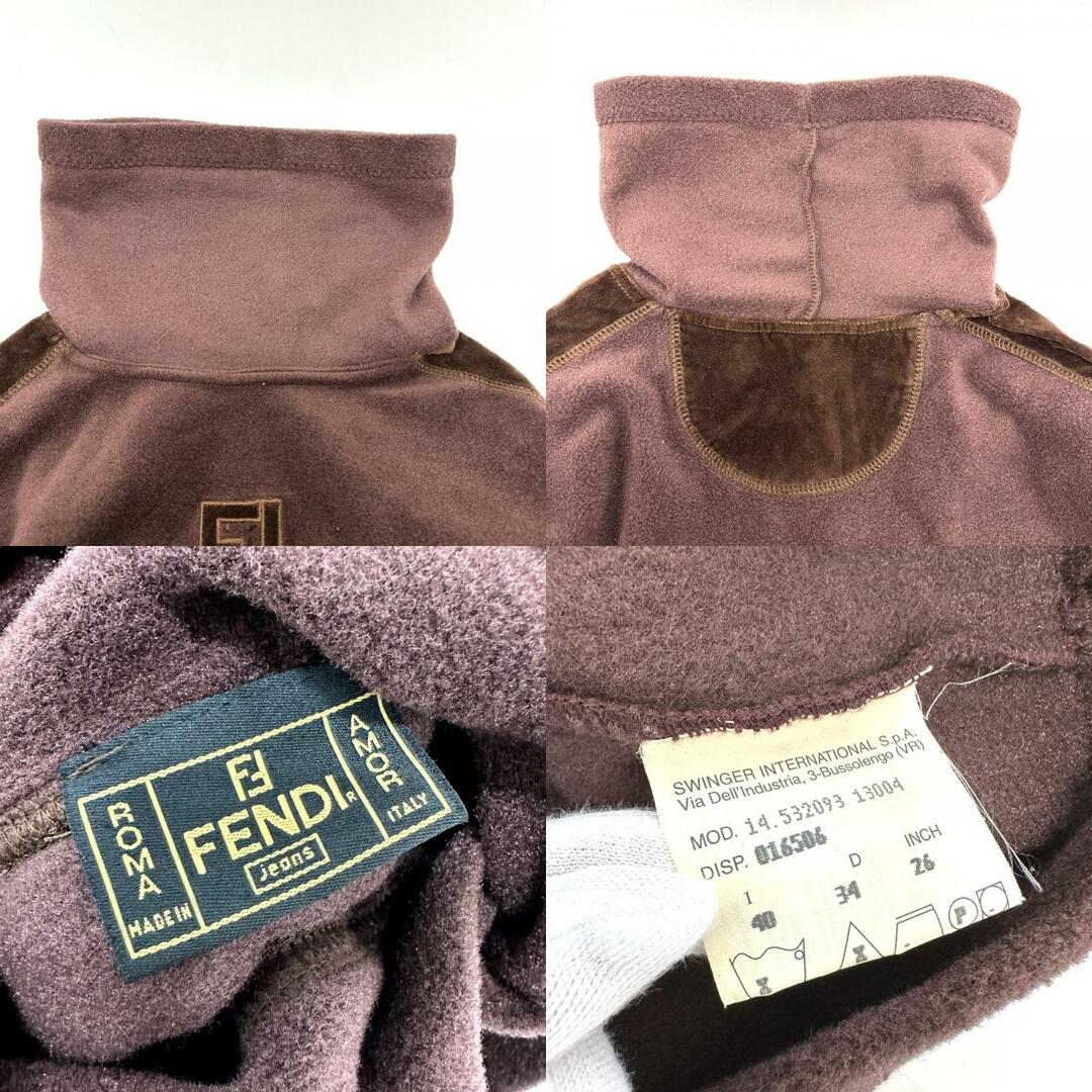 FENDI(フェンディ)のフェンディ FENDI フリース FFロゴ ハイネック カットソー ナイロン ブラウン レディースのトップス(カットソー(長袖/七分))の商品写真