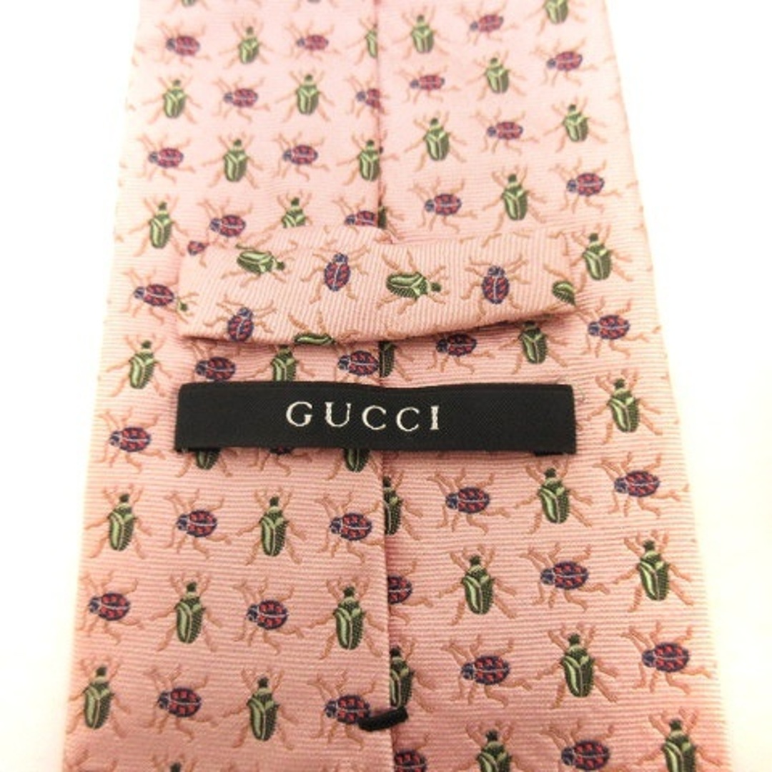 Gucci(グッチ)のグッチ ネクタイ 昆虫 シルク100％ 総柄 ピンク 緑 マルチカラー メンズのファッション小物(ネクタイ)の商品写真