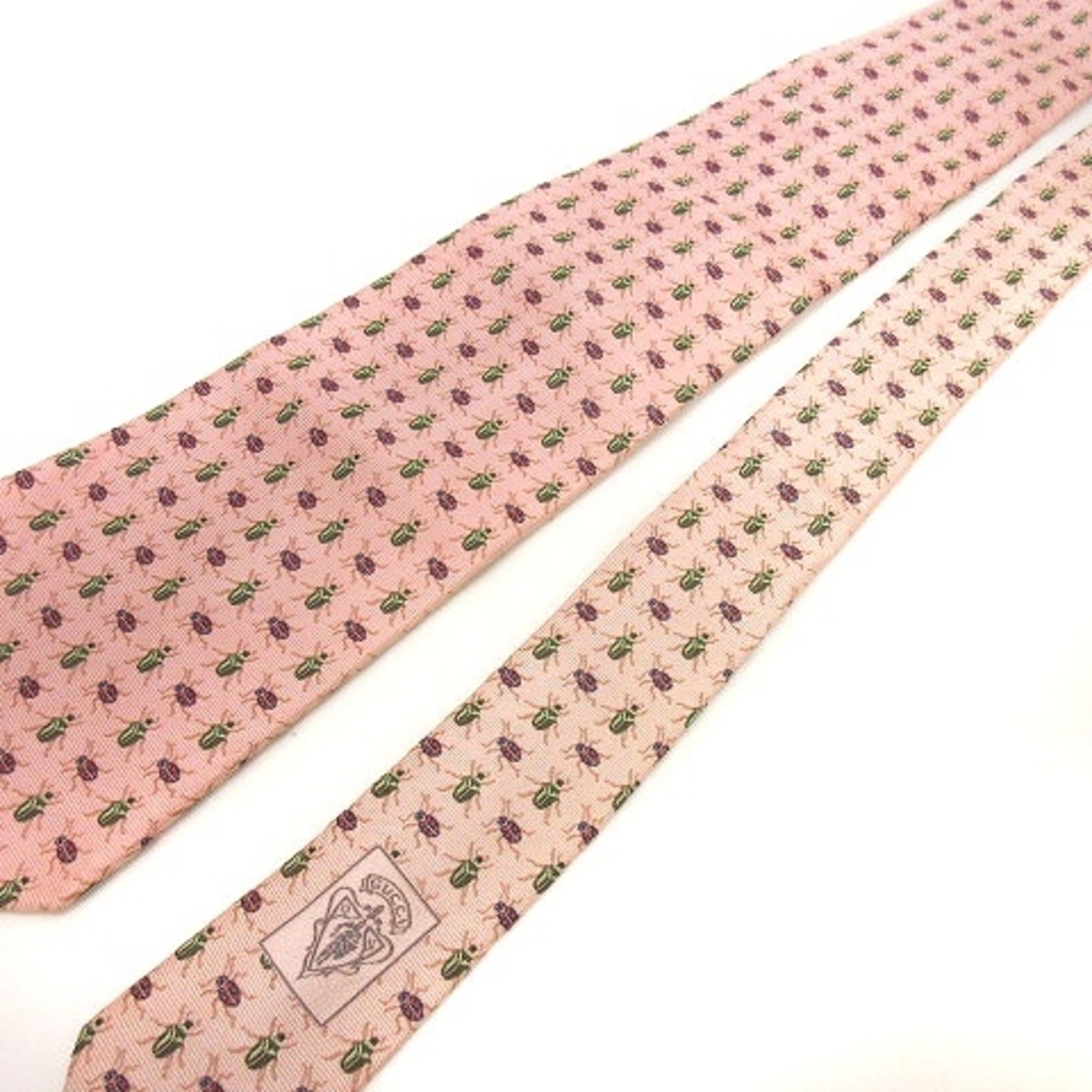 Gucci(グッチ)のグッチ ネクタイ 昆虫 シルク100％ 総柄 ピンク 緑 マルチカラー メンズのファッション小物(ネクタイ)の商品写真