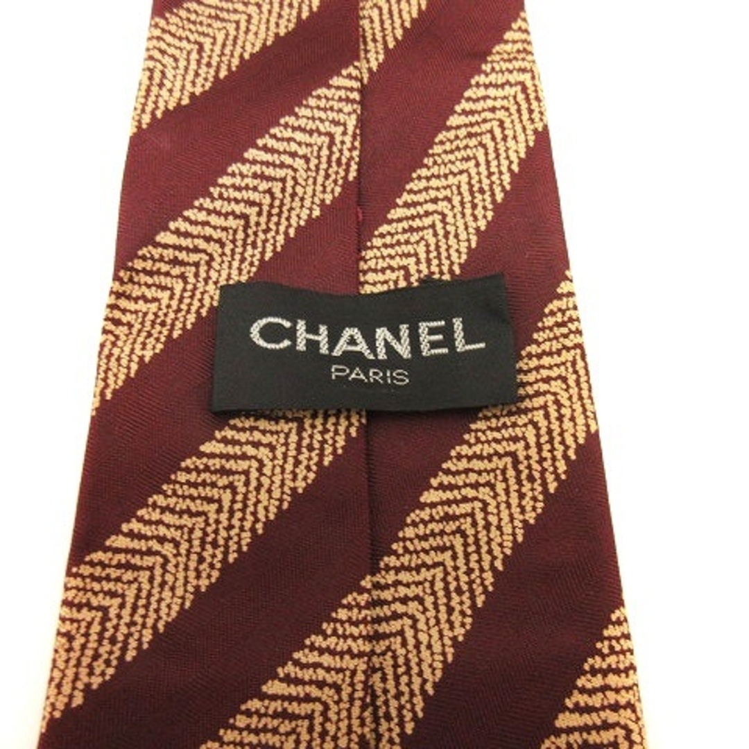 CHANEL(シャネル)のシャネル ネクタイ 斜めボーダー シルク100％ 赤 レッド ベージュ メンズのファッション小物(ネクタイ)の商品写真