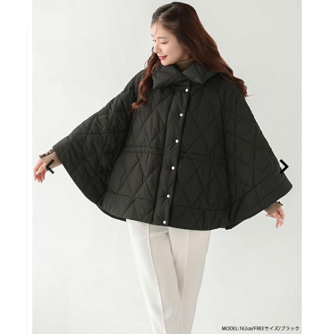 fitmore　中綿キルティングポンチョ　ブラック レディースのジャケット/アウター(ポンチョ)の商品写真