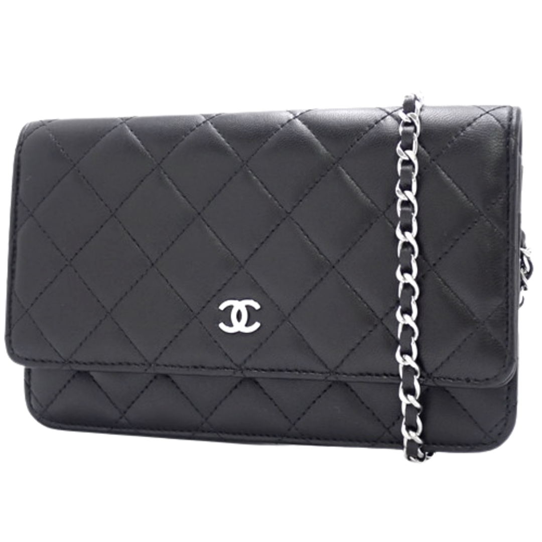 CHANEL(シャネル)のCHANEL(シャネル) マトラッセ ココマーク チェーンウォレット 長財布 ショルダーバッグ 肩掛け 斜め掛け ラムスキン ブラック黒 ボルドー シルバー金具 レディース 40802077188【中古】【アラモード】 レディースのファッション小物(財布)の商品写真