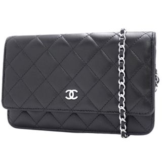 シャネル(CHANEL)のCHANEL(シャネル) マトラッセ ココマーク チェーンウォレット 長財布 ショルダーバッグ 肩掛け 斜め掛け ラムスキン ブラック黒 ボルドー シルバー金具 レディース 40802077188【中古】【アラモード】(財布)