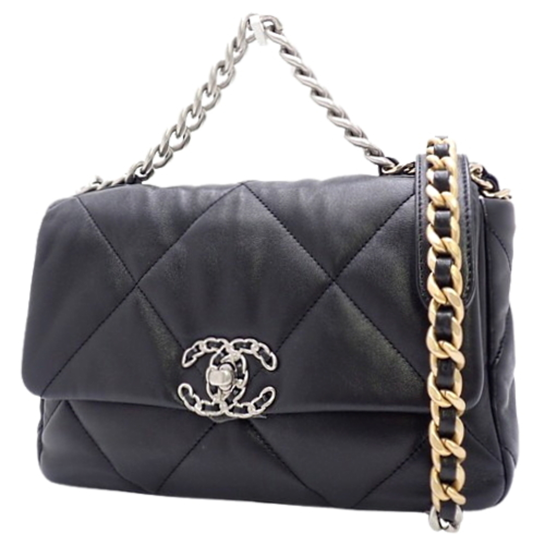 約9cmショルダーCHANEL(シャネル) シャネル19 ココマーク チェーンショルダー ショルダーバッグ ハンド 2WAY 肩掛け 斜め掛け CHANEL19 ラムスキン ブラック黒 ゴールド金具 マットシルバー金具 マットゴールド金具 レディース 40803000963【アラモード】