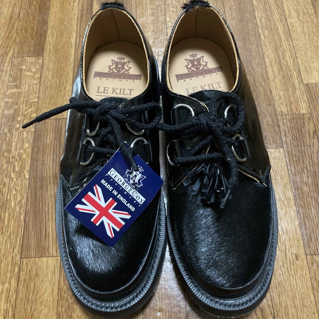 GEORGE COX(ジョージコックス)のgeorge cox ハラコ　ラバーソール　SIZE6 ブラック　ポニー レディースの靴/シューズ(ローファー/革靴)の商品写真