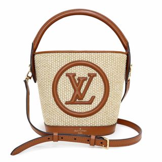 ルイヴィトン(LOUIS VUITTON)のルイ ヴィトン プティ バケット かご 2way 斜め掛け ショルダー ハンドバッグ ラフィア カーフスキン レザー キャラメル ブラウン 茶 ゴールド金具 M59962 LOUIS VUITTON（新品・未使用品）(ハンドバッグ)