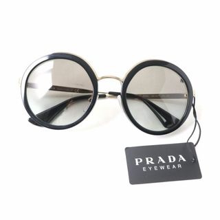 プラダ(PRADA)の未使用品★PRADA プラダ SPR50T 1AB-0A7 CINEMA シネマ サングラス 丸型 54□23 140 ブラック×ゴールド イタリア製 箱・ ケース・タグ付き(サングラス/メガネ)