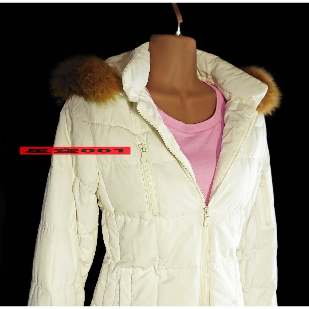 CIMARRON(シマロン)のCIMARRON 白 レディース ファー付きダウンジャケット シマロン 防寒 M レディースのジャケット/アウター(ダウンジャケット)の商品写真