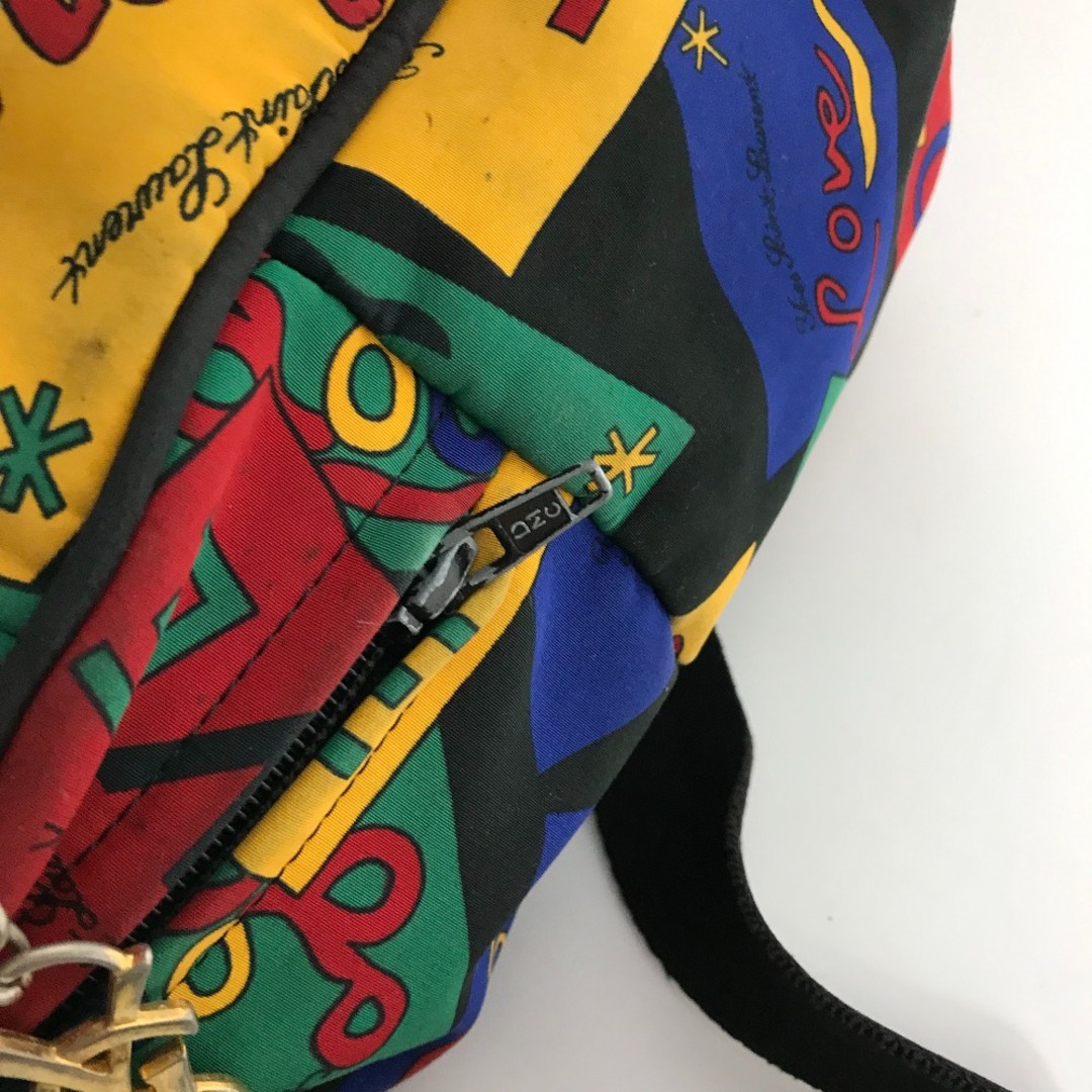 Saint Laurent(サンローラン)のイヴ・サンローラン YVES SAINT LAURENT LOVEロゴ ヴィンテージ バックパック カバン リュックサック ナイロン マルチカラー レディースのバッグ(リュック/バックパック)の商品写真
