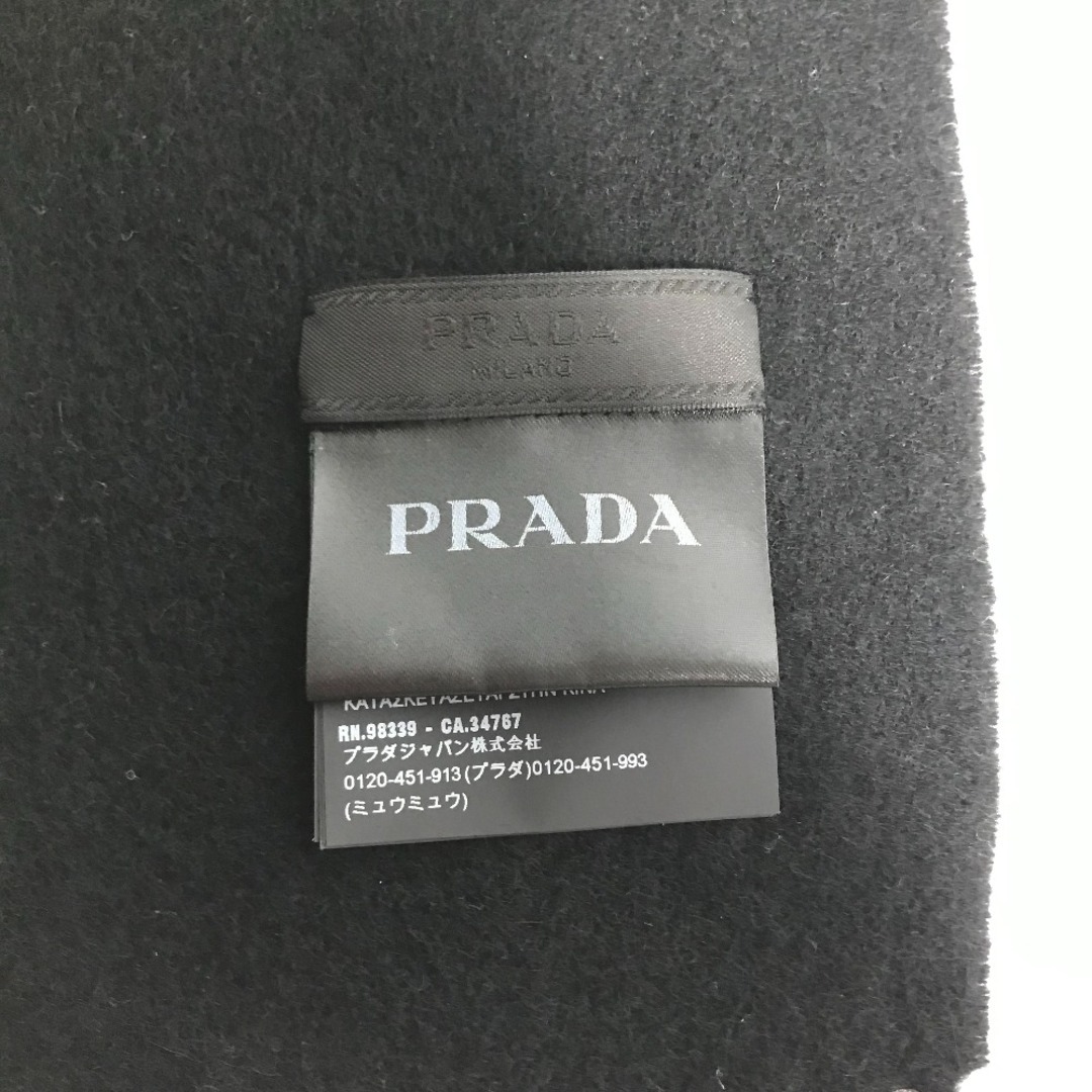 PRADA(プラダ)のプラダ PRADA ロゴ フリンジ マフラー ウール/カシミヤ ブラック レディースのファッション小物(マフラー/ショール)の商品写真