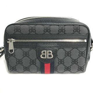 グッチ(Gucci)のグッチ GUCCI ハッカープロジェクト GG 680128 バレンシアガ Balenciaga コラボ ポシェット 斜め掛け カバン ショルダーバッグ キャンバス/レザー ブラック(ショルダーバッグ)