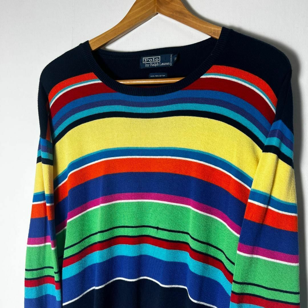 POLO RALPH LAUREN(ポロラルフローレン)の90s Ralph Lauren ラルフローレン マルチボーダー ニット メンズのトップス(ニット/セーター)の商品写真