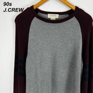 ジェイクルー(J.Crew)の90s J.crew ジェイクルー ラグラン グレー レッド ニット(ニット/セーター)