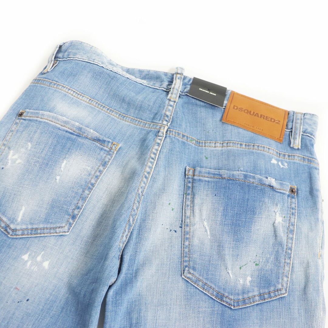 未使用品□21SS DSQUARED2/ディースクエアード S74LB0851 Light 1 Wash Skater Jeans クラッシュデニムパンツ/スキニー 青 48 伊製 正規品17cmワタリ幅