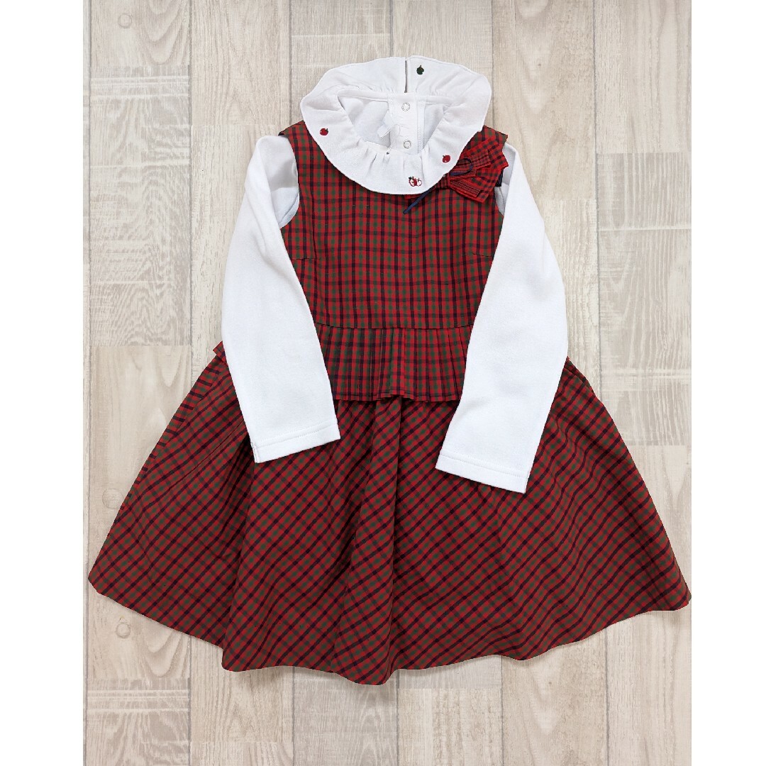 familiar(ファミリア)の【新品】 ジャンパースカート ブラウス 　100 キッズ/ベビー/マタニティのキッズ服女の子用(90cm~)(ワンピース)の商品写真