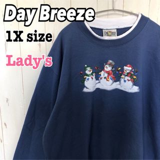 Day Breeze 雪だるま スウェット トレーナー 1X 大きいサイズ 古着(トレーナー/スウェット)