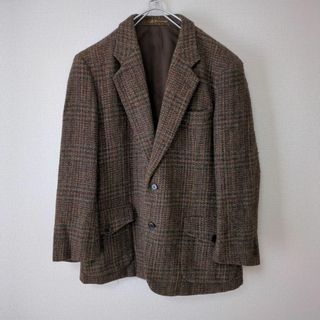 ハリスツイード(Harris Tweed)の★ハリスツイード テーラードジャケット ウール ブラウン シングル 古着★(テーラードジャケット)