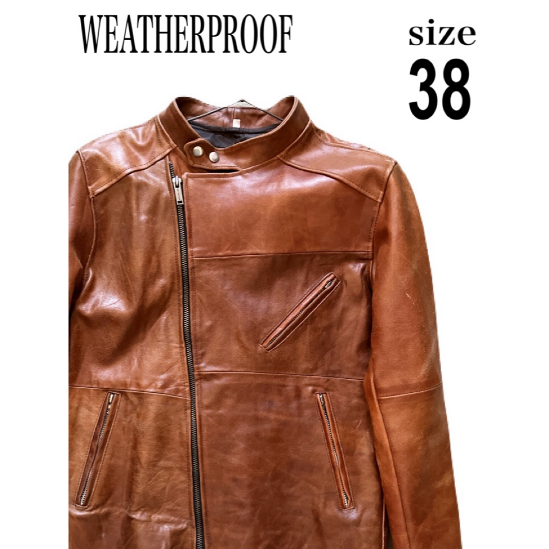 ライダースジャケットWEATHERPROOF ライダースジャケット　レザージャケット　キャメル　M