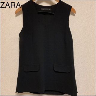 ザラ(ZARA)のZARA トップス　Sサイズ　ブラック　黒　ノースリーブ　袖なし　ゆったり(カットソー(半袖/袖なし))