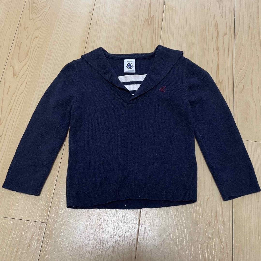 PETIT BATEAU(プチバトー)のプチバトー　美品　ニット　ネイビー キッズ/ベビー/マタニティのベビー服(~85cm)(ニット/セーター)の商品写真