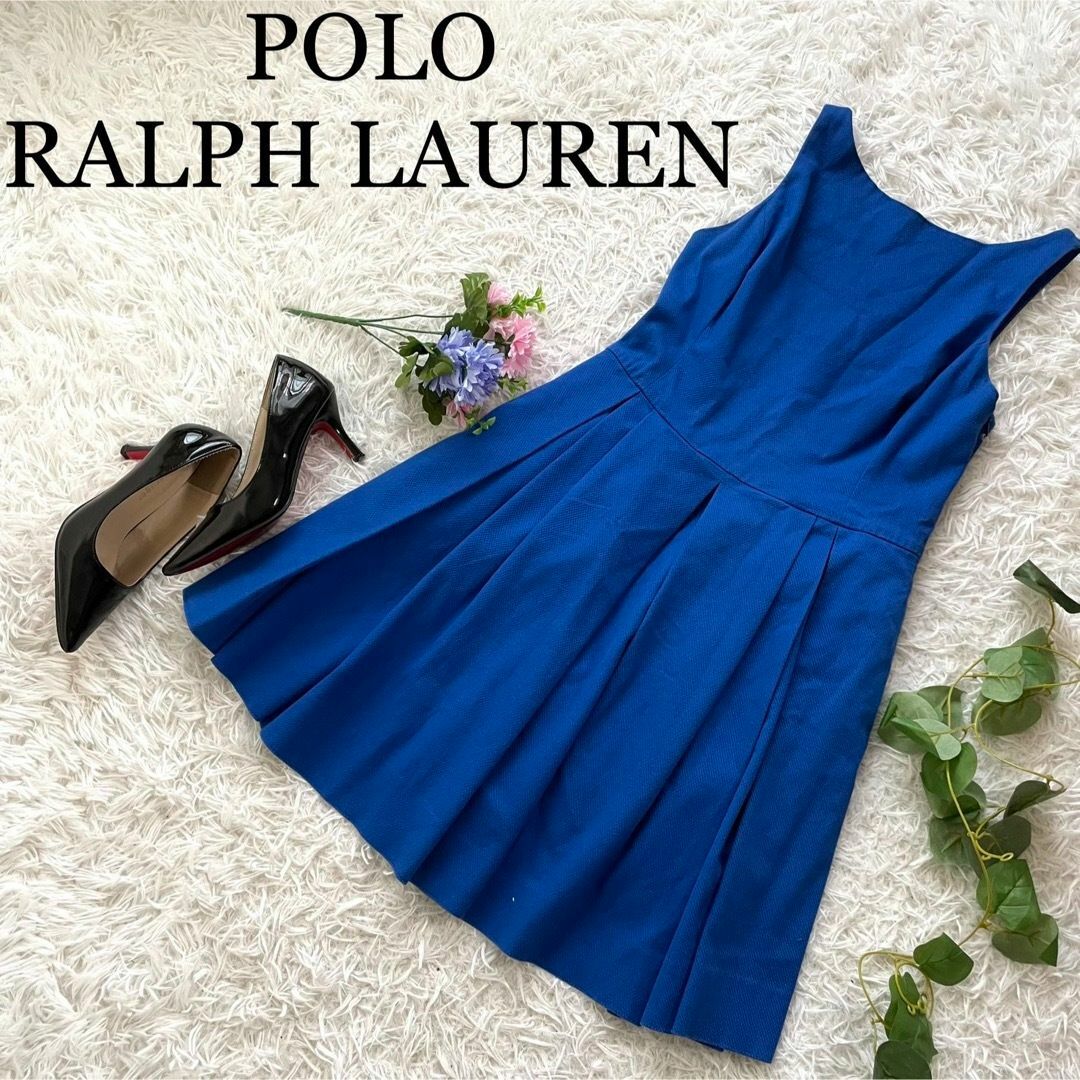 POLO RALPH LAUREN(ポロラルフローレン)の【大きいサイズ】ポロラルフローレン　ノースリーブフレアワンピース　ギャザー レディースのワンピース(ひざ丈ワンピース)の商品写真