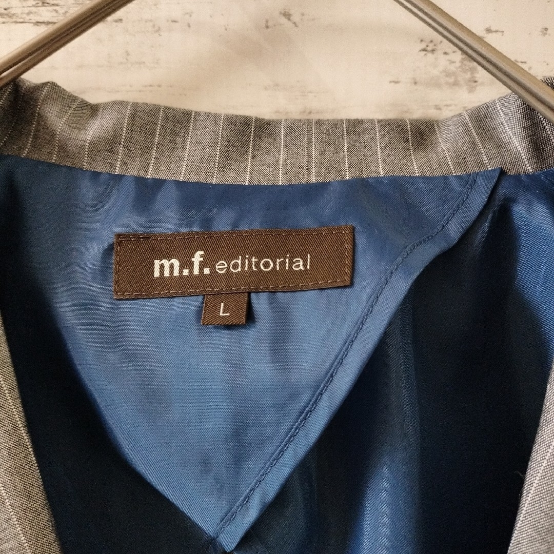 m.f.editorial(エムエフエディトリアル)のクリーニング済み★Lサイズ　m.f.editorial　グレー白ストライプ レディースのフォーマル/ドレス(スーツ)の商品写真