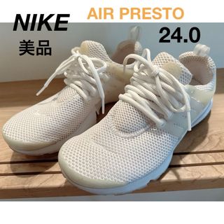 ナイキ(NIKE)の美品　NIKE エアプレスト　24 ホワイト　メッシュ　レディース(スニーカー)