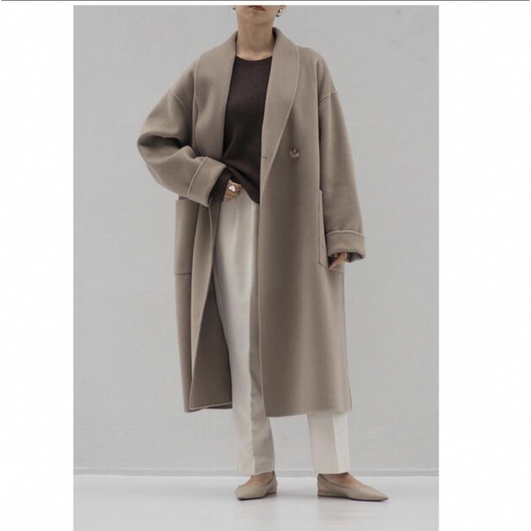 Na.e Shawl Collar Wool Coat greigeロングコート レディースのジャケット/アウター(ロングコート)の商品写真