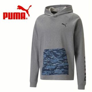 プーマ(PUMA)の【新品】プーマ 吸水速乾 カモ スウェット フーディー パーカー 灰 Mサイズ(パーカー)