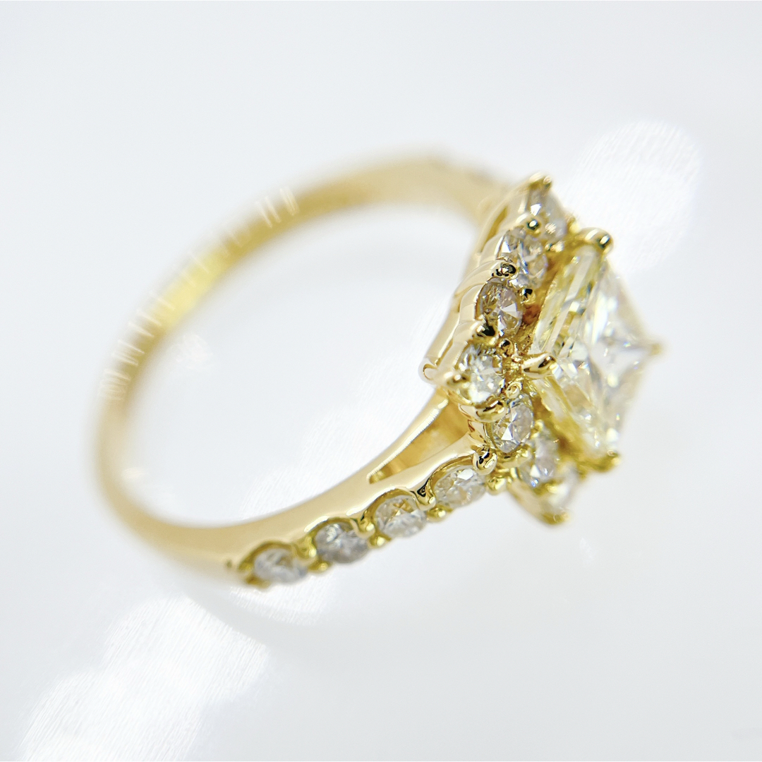 天然ダイヤモンド 計1.805ct スクウェアカット　リング 18K 指輪  レディースのアクセサリー(リング(指輪))の商品写真