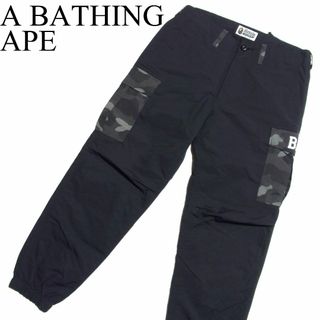 アベイシングエイプ(A BATHING APE)のA BATHING APE エイプ カモ 切替 ナイロン カーゴパンツ BAPE(ワークパンツ/カーゴパンツ)