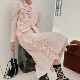 シモーネロシャ(Simone Rocha)のStudio1till8 フリル リボン レース ストレート ロングスカート(ロングスカート)