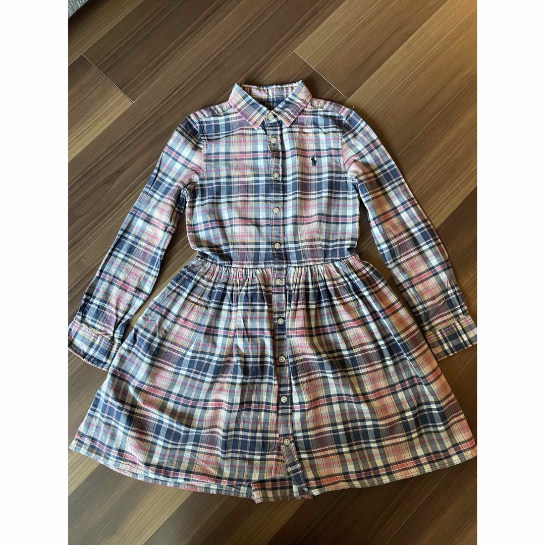 Ralph Lauren(ラルフローレン)のPOLO RALPH LAUREN🐎ピンクチェック  シャツワンピース　140 キッズ/ベビー/マタニティのキッズ服女の子用(90cm~)(ワンピース)の商品写真