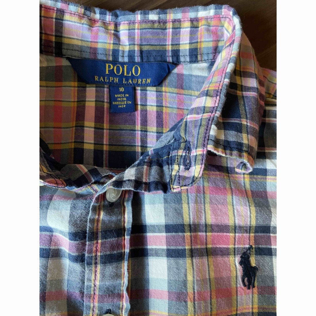 Ralph Lauren(ラルフローレン)のPOLO RALPH LAUREN🐎ピンクチェック  シャツワンピース　140 キッズ/ベビー/マタニティのキッズ服女の子用(90cm~)(ワンピース)の商品写真