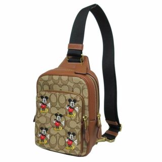 コーチ(COACH)の【新品】コーチ バッグ ショルダーバッグ COACH X DISNEY  コーチ×ディズニー ジャカード ミッキー プリント シグネチャー トラック パック 14 ボディバッグ CM721 B4/KM(カーキ×マルチカラー)コラボ商品 アウトレット メンズ(ショルダーバッグ)