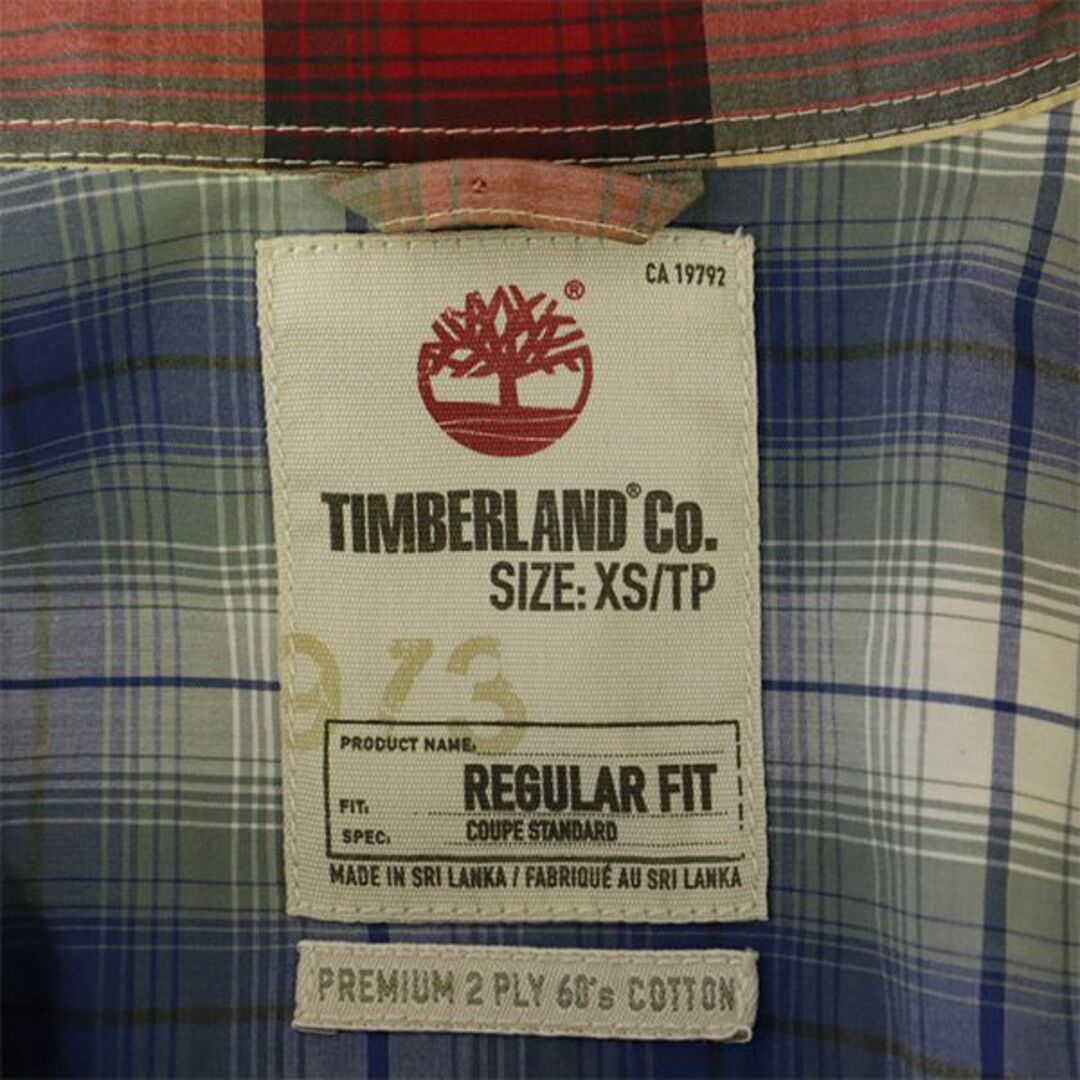 Timberland(ティンバーランド)のティンバーランド チェック 長袖 ボタンダウンシャツ XS レッド系 TIMBERLAND ロゴ刺繍 メンズ 古着 【231208】 メンズのトップス(シャツ)の商品写真