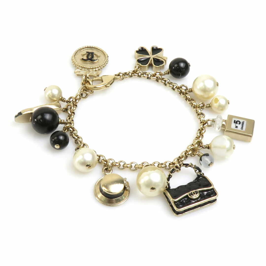 CHANEL - シャネル CHANEL ブレスレット チャーム メタル/フェイクパール/エナメル ゴールド/オフホワイト/ブラック レディース 送料無料【中古】 e57543a