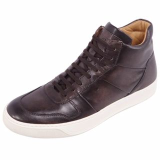 サントーニ(Santoni)の美品 サントーニ Santoni スニーカー レザースニーカー カーフレザー ミドルカット シューズ 靴 メンズ 9 1/2(27.5cm相当) ブラウン(スニーカー)