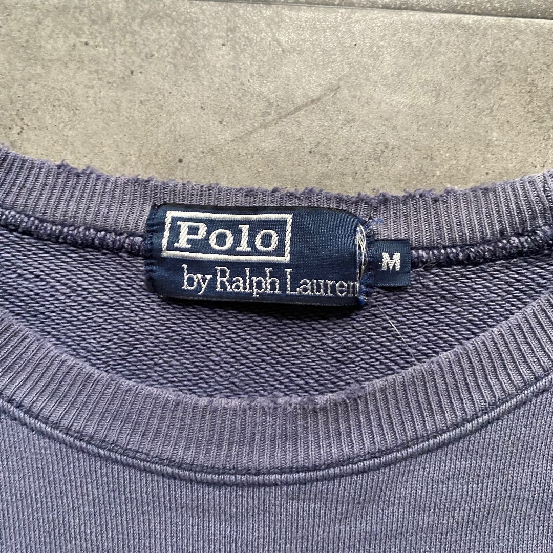 POLO RALPH LAUREN(ポロラルフローレン)の90s ラルフローレン ラグランスウェット M ネイビー サンフェード メンズのトップス(スウェット)の商品写真