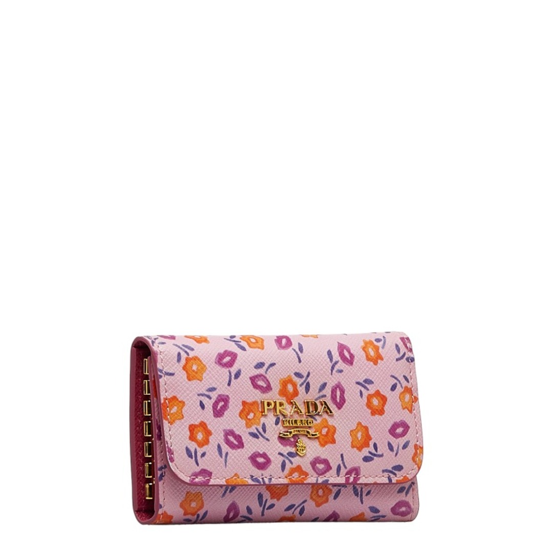 PRADA(プラダ)の美品 プラダ フラワー 花柄 キーケース 1PG222 レザー レディース PRADA 【1-0128640】 レディースのファッション小物(キーケース)の商品写真