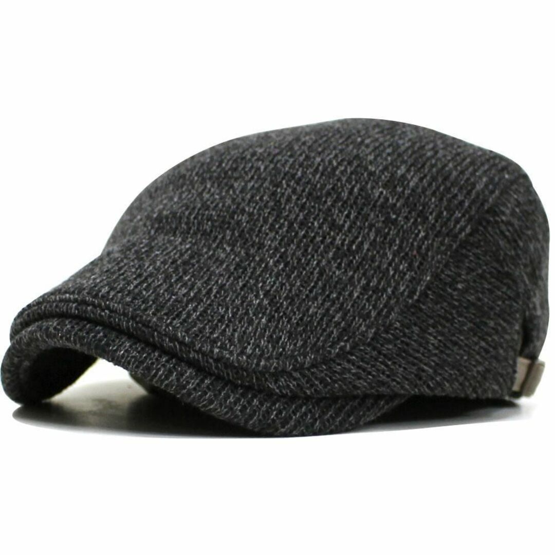 帽子 メンズ 秋冬 ニット ハンチング マーブリング ブラック/グレー メンズの帽子(ハンチング/ベレー帽)の商品写真