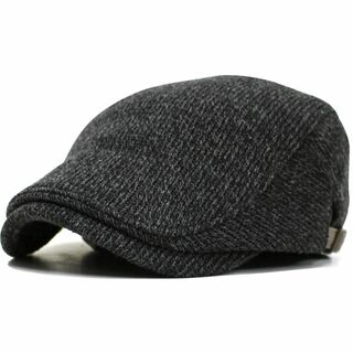 帽子 メンズ 秋冬 ニット ハンチング マーブリング ブラック/グレー(ハンチング/ベレー帽)
