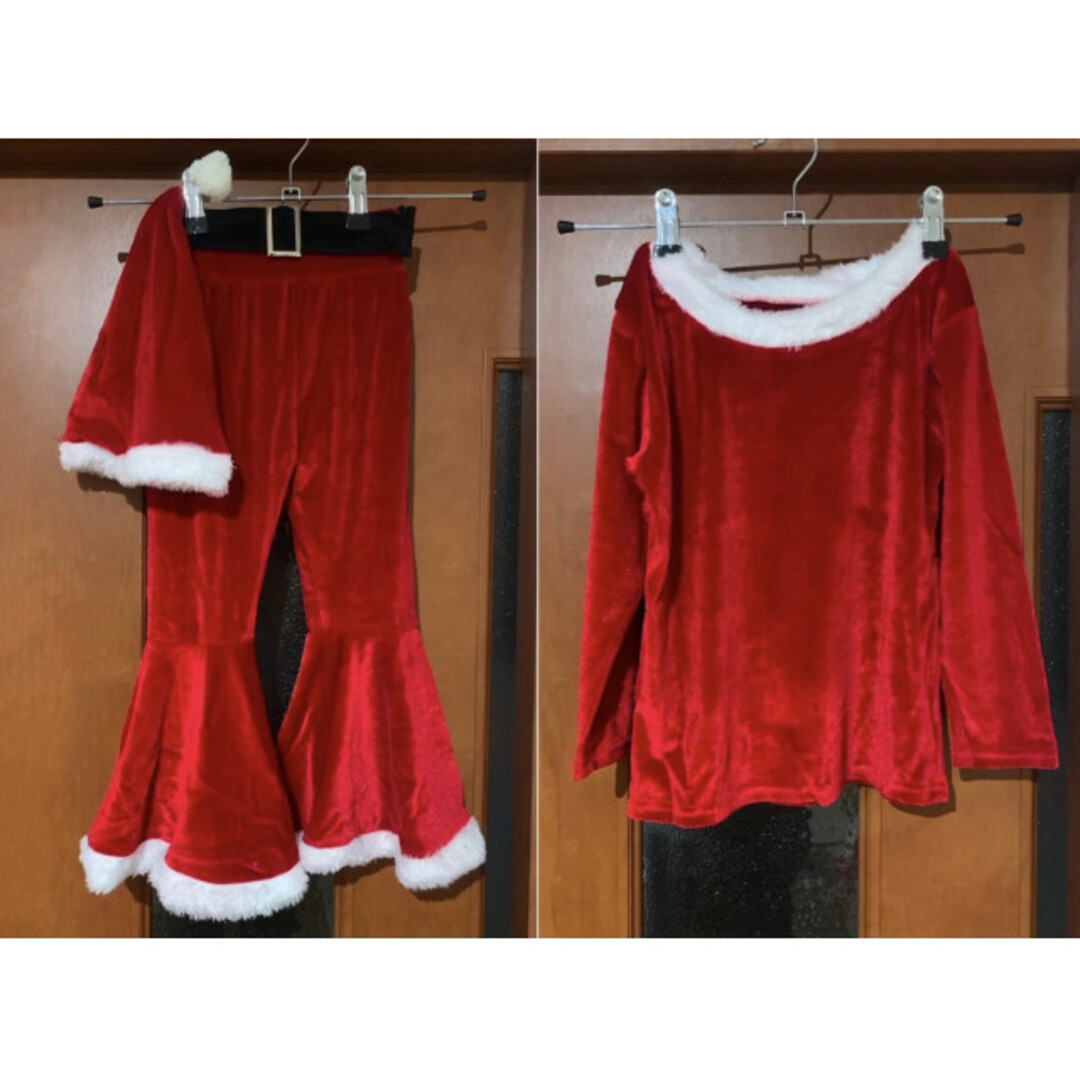 子供服 クリスマス フレアセットアップ 赤 100 コスプレ 可愛い 派手 キッズ/ベビー/マタニティのキッズ服女の子用(90cm~)(ワンピース)の商品写真