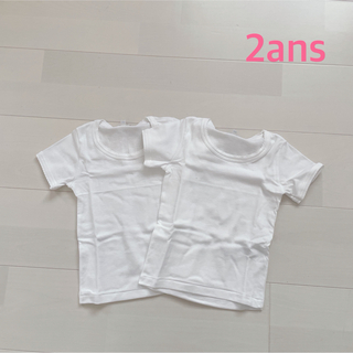 プチバトー(PETIT BATEAU)のプチバトー　ホワイト半袖Tシャツ2枚組　2ans(肌着/下着)