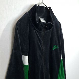 【美品】NIKE ベロア ジャージ ジップアップ 黒×緑×白 XL