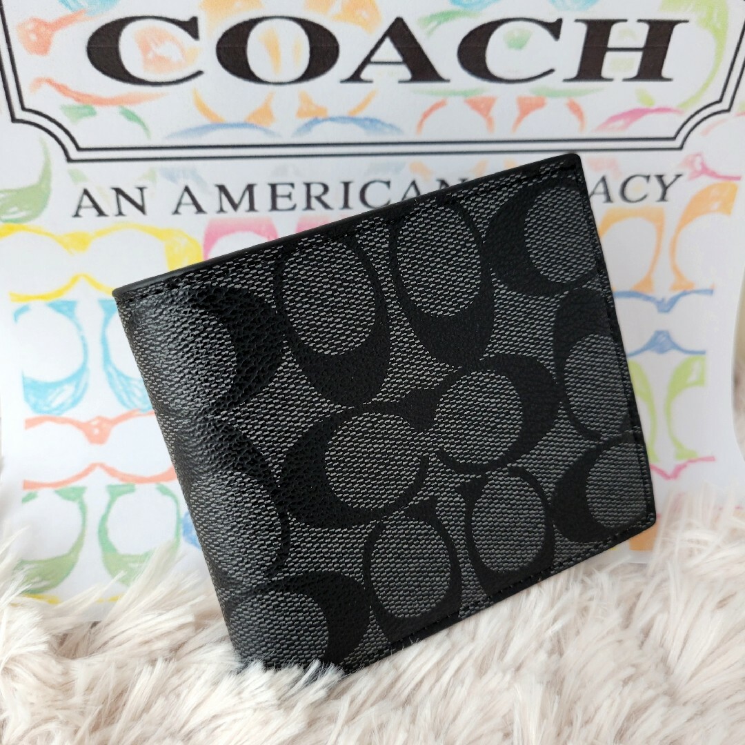 COACH(コーチ)の【残り1点！】COACH コーチ シグネチャー 二つ折り財布 コインケース 定番 メンズのファッション小物(折り財布)の商品写真