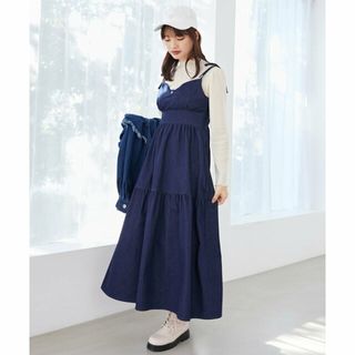 マジェスティックレゴン(MAJESTIC LEGON)の【ネイビー】ティアードデニムキャミワンピ(ロングワンピース/マキシワンピース)