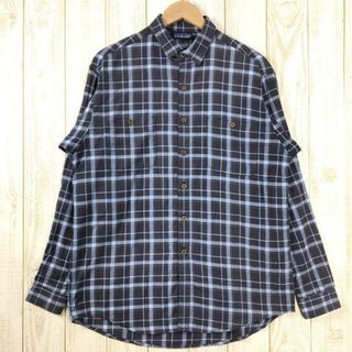 パタゴニア(patagonia)のMENs S  パタゴニア 1991 フランネルシャツ Flannel Shirt ブライトブルー ロングスリーブ シャツ ネルシャツ ポルトガル製 ビンテージ 生産終了モデル 入手困難 PATAGONIA 53821 Plaid w/Twist: Black/Bright Blue ネイビー系(その他)